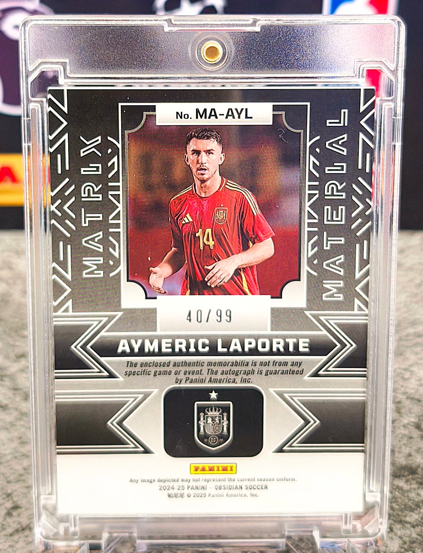Aymeric Laporte Matrix Material Patch Auto 40/99 - Panini Obsidian 2024-25 Espagne