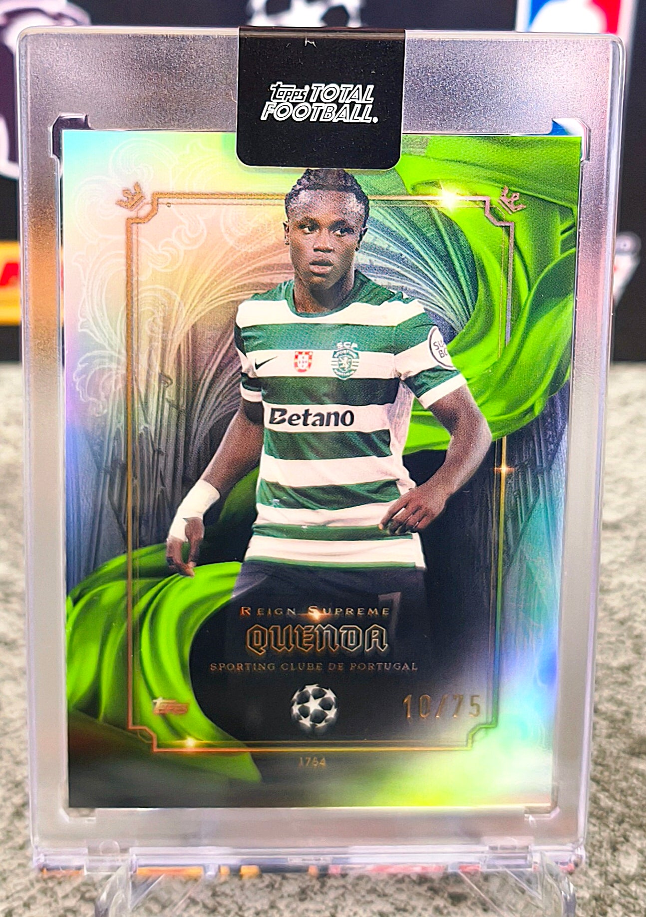 Geovany Quenda RC 10/75 Reign Supreme Green Holo - Topps Total Football 2025-26