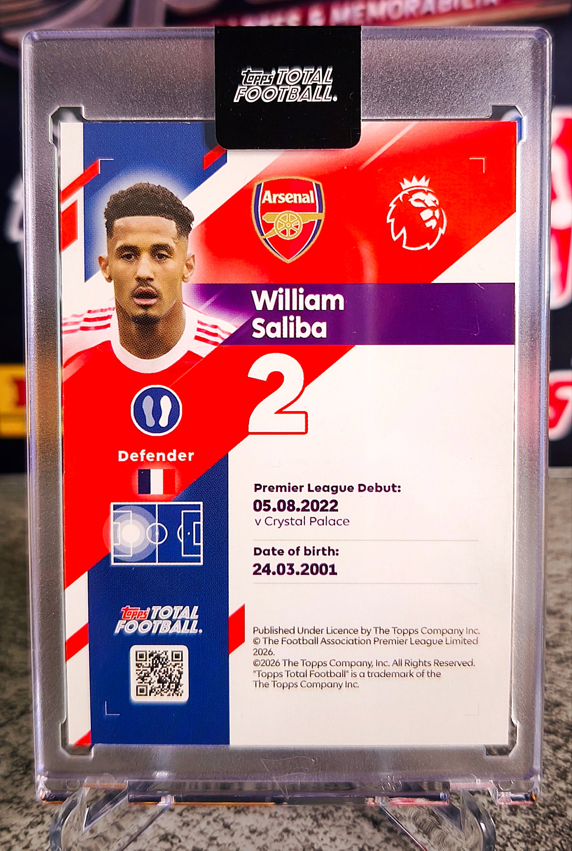 William Saliba 1/75 Clarity - Topps Total Football 2025-26 Arsenal FC