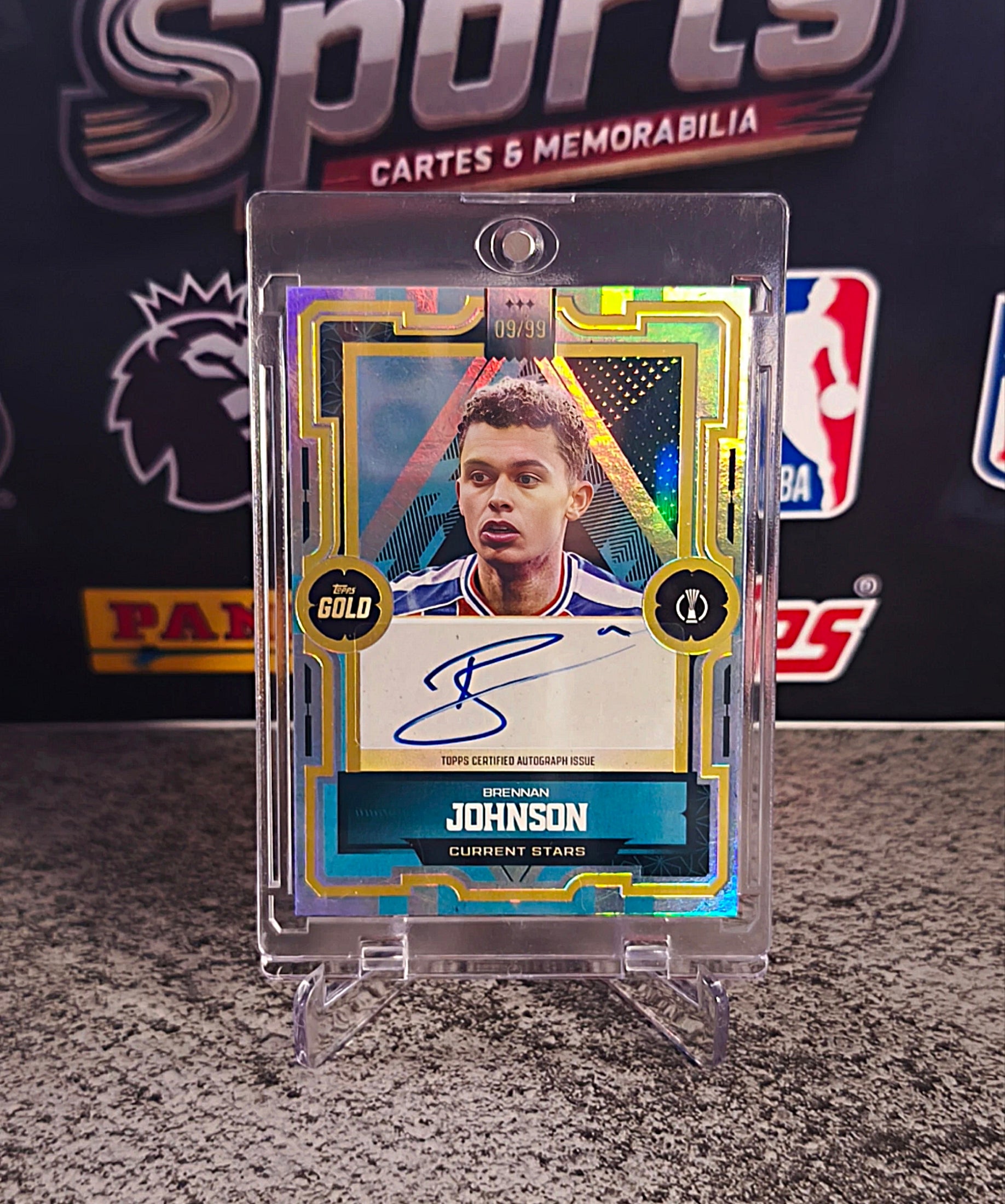 Brennan Johnson 2025-26 Topps Gold UEFA Current Stars Autograph #09/99 - Crystal Palace