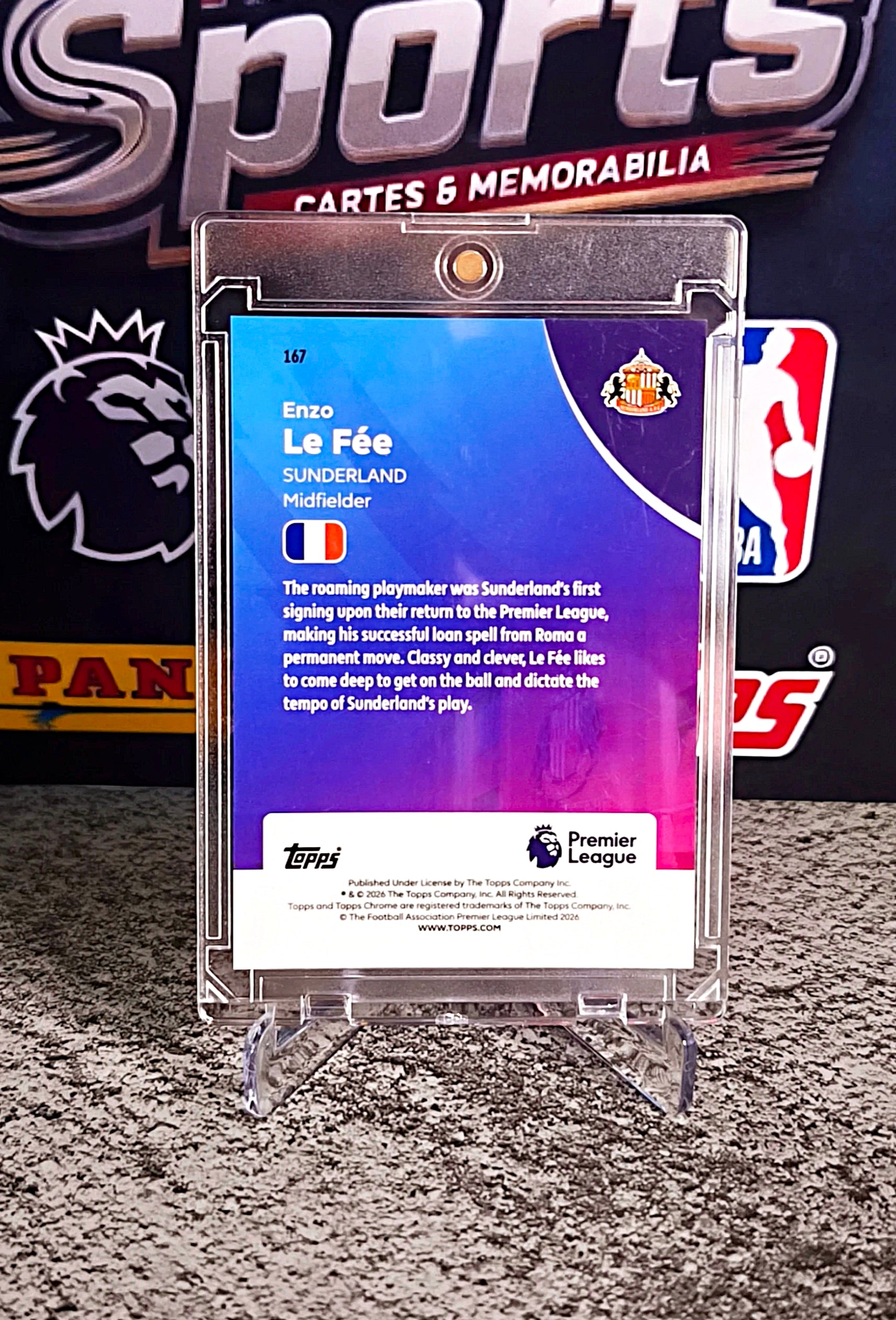 Enzo Le Fée 2025-26 Topps Chrome Premier League Aqua Wave Refractor #165/199 - Sunderland