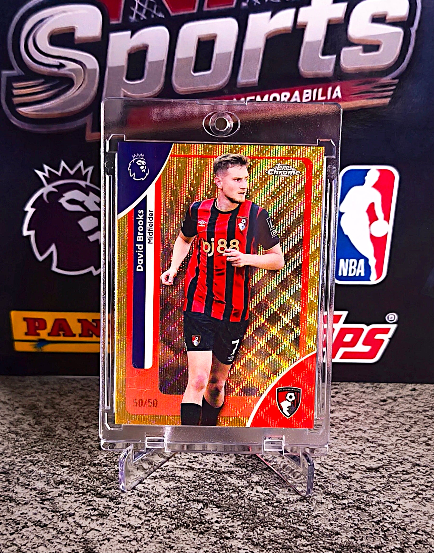 David Brooks 2025-26 Topps Chrome Premier League Gold Raywave Refractor #50/50 - AFC Bournemouth