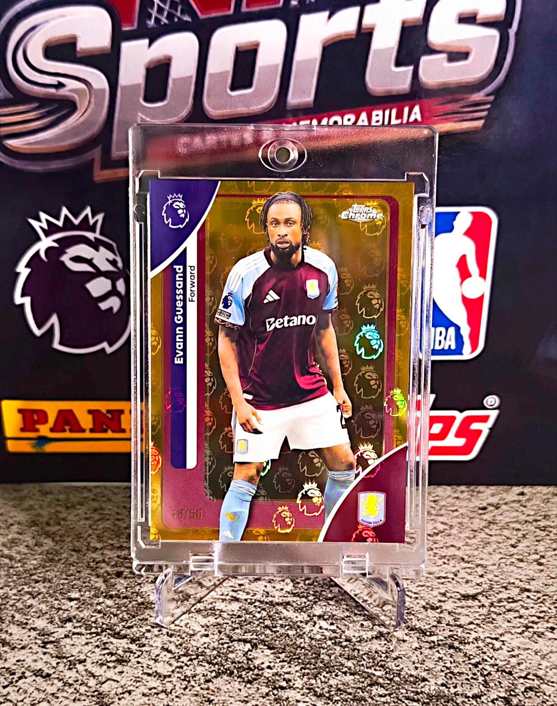Evann Guessand 2025-26 Topps Chrome Premier League Gold PL Logo Refractor #48/50 - Aston Villa