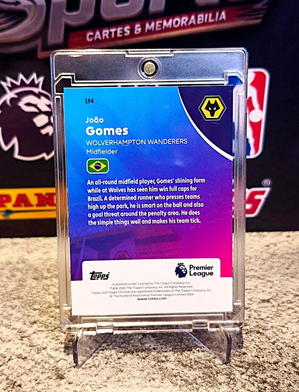 João Gomes 2025-26 Topps Chrome Premier League Refractor #075/199 - Wolves