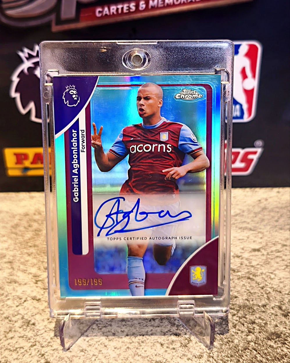 Gabriel Agbonlahor 2025-26 Topps Chrome Premier League On-Card Autograph Teal Holographic Refractor #199/199 - Aston Villa Legend