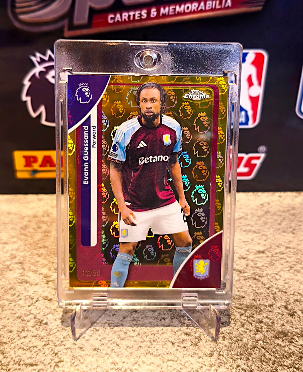 Evann Guessand 2025-26 Topps Chrome Premier League Gold Logo Refractor #48/50 - Aston Villa