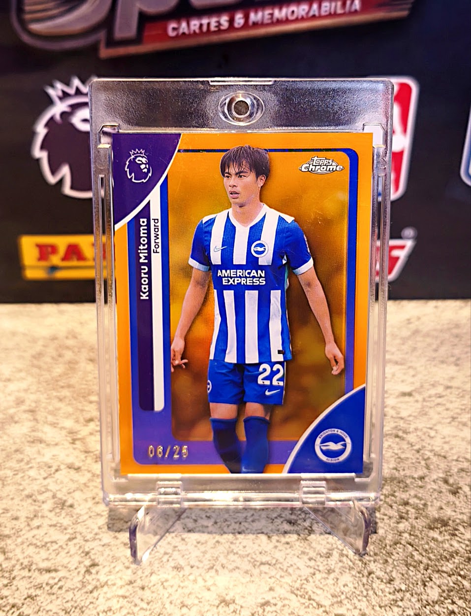Kaoru Mitoma 2025-26 Topps Chrome Premier League Orange Holo Refractor #08/25 - Brighton