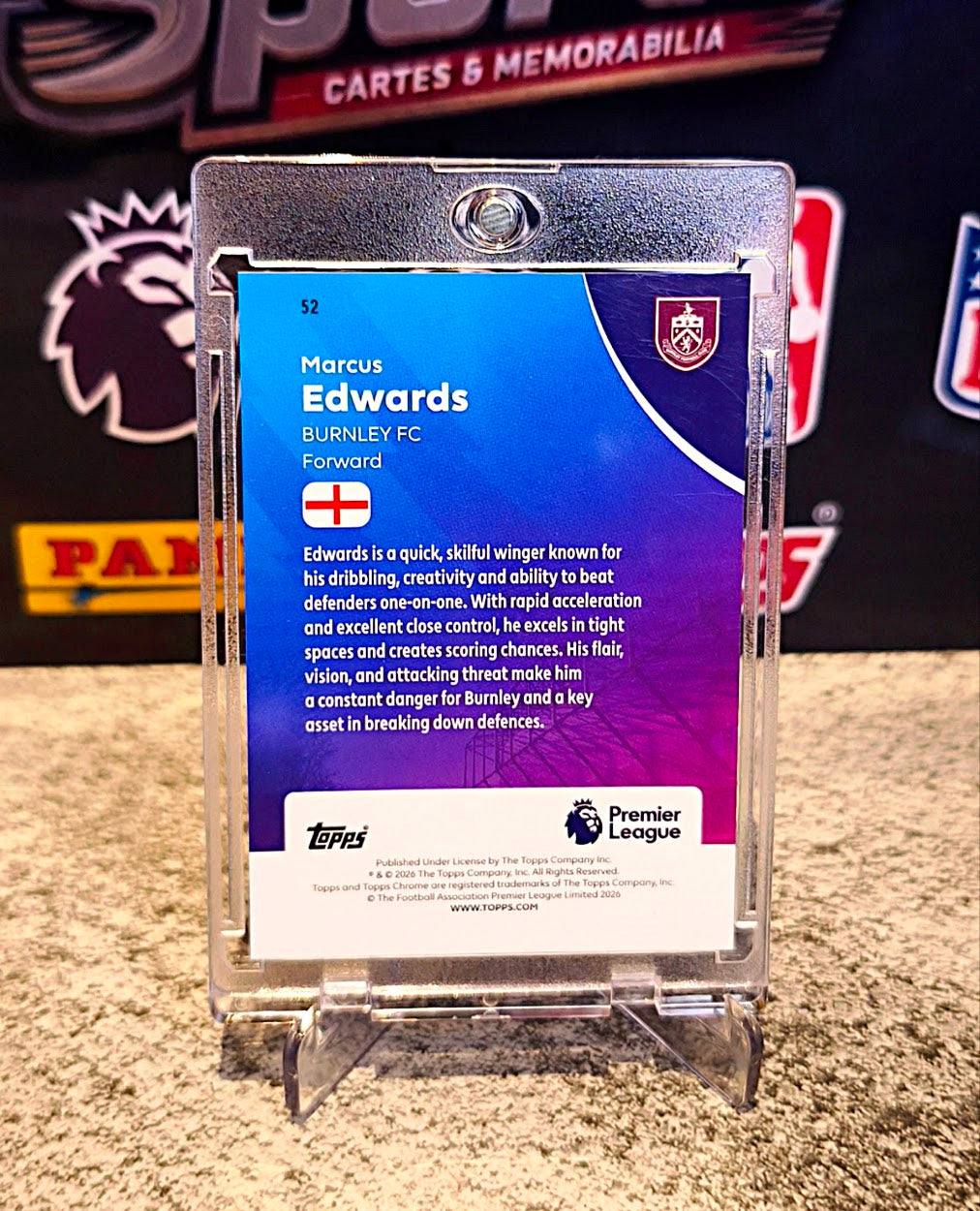 Marcus Edwards 2025-26 Topps Chrome Premier League Gold Holo Refractor #186/275 - Burnley