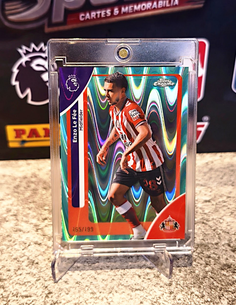 Enzo Le Fée 2025-26 Topps Chrome Premier League Green Wave Refractor #155/199 - Sunderland