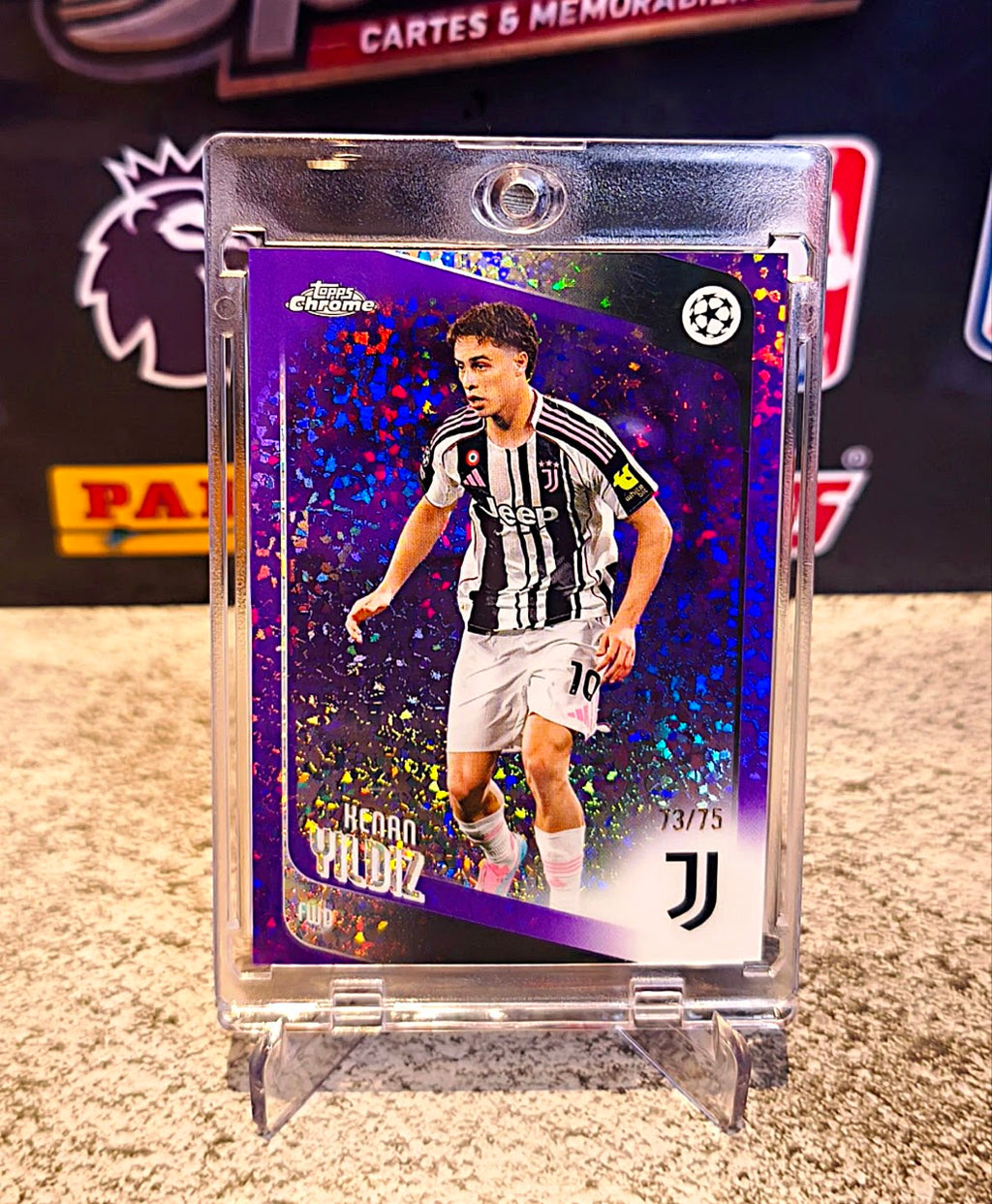 Kenan Yıldız 2025-26 Topps Chrome UEFA Champions League Violet Sparkle  Refractor #13/75 - Juventus