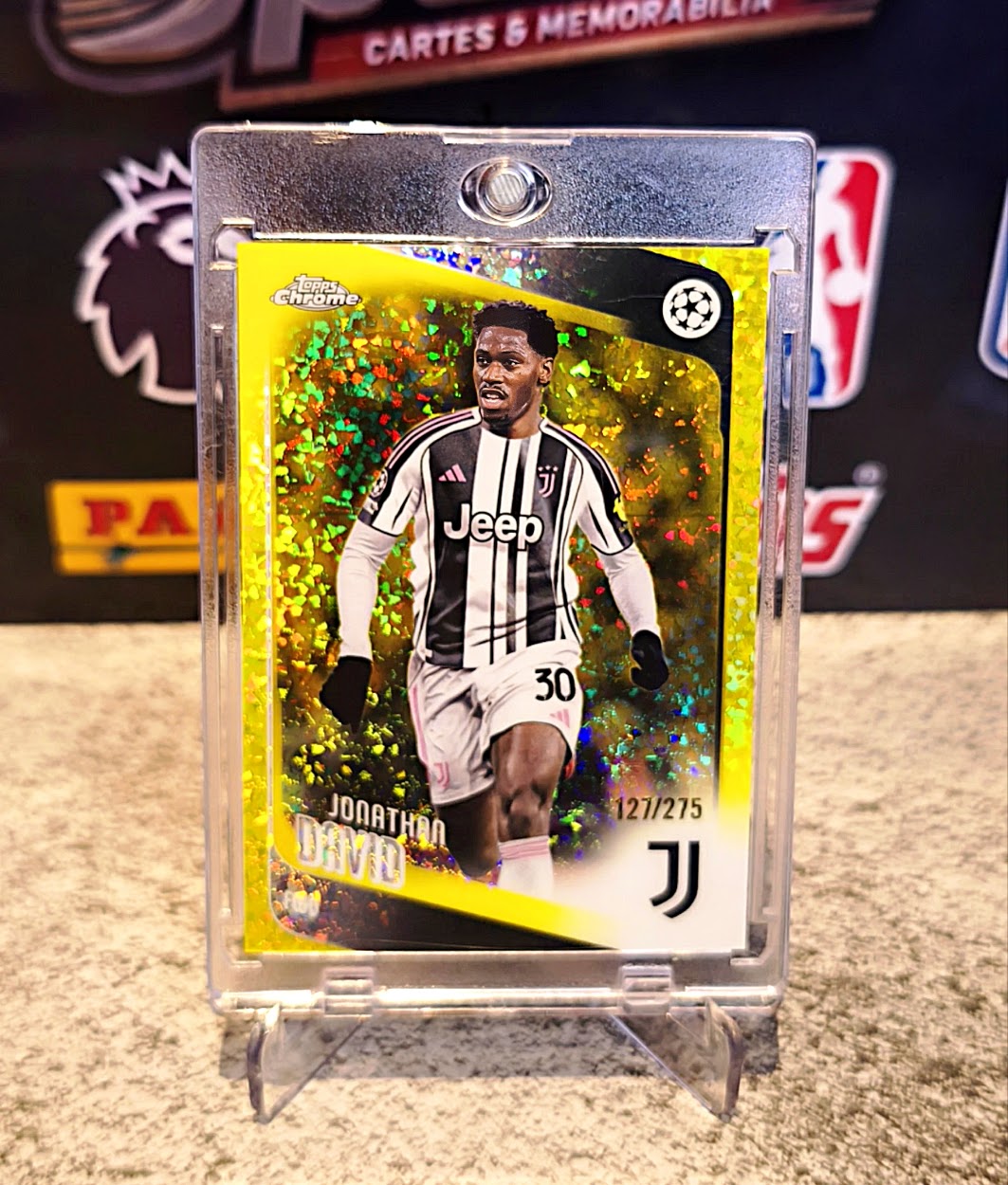 Jonathan David 2025-26 Topps Chrome UEFA Champions League Yellow Sparkle Refractor #127/275 - Juventus