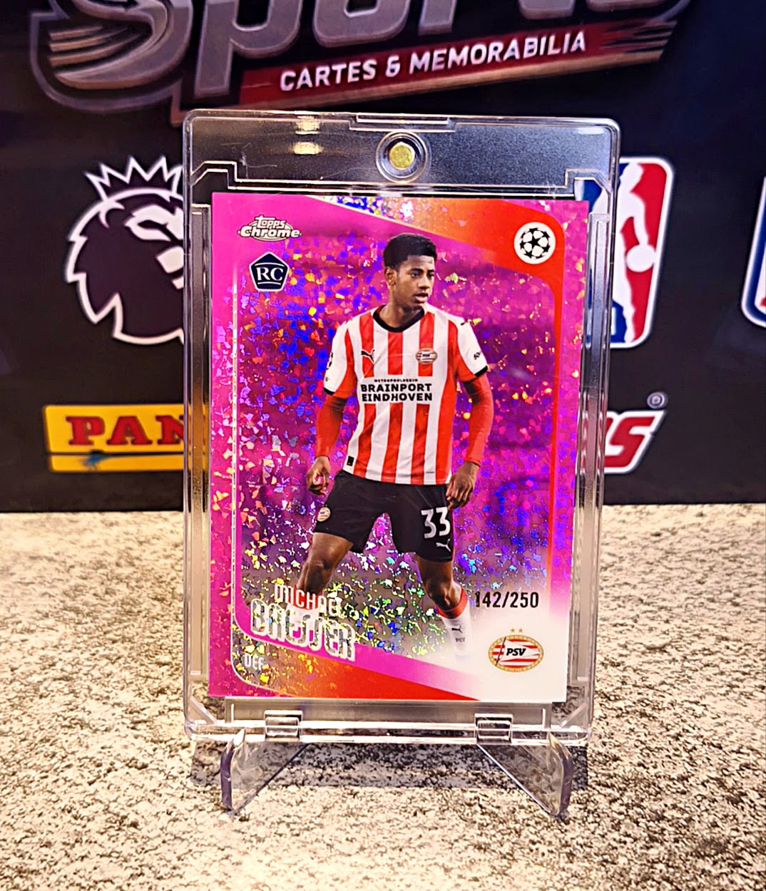 Michael Bresser 2025-26 Topps Chrome UEFA Champions League Pink Sparkle Refractor RC #142/250 - PSV Eindhoven