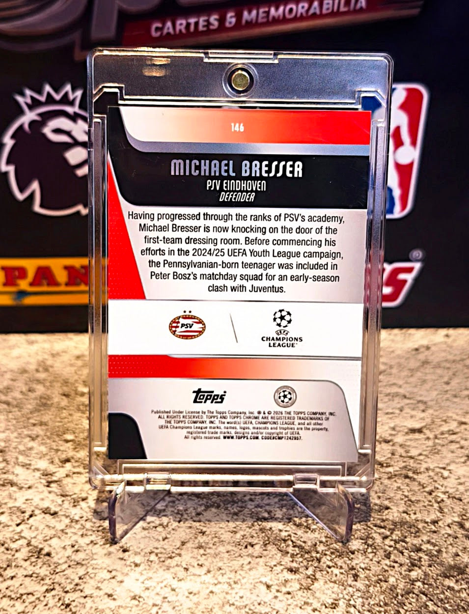 Michael Bresser 2025-26 Topps Chrome UEFA Champions League Pink Sparkle Refractor RC #142/250 - PSV Eindhoven