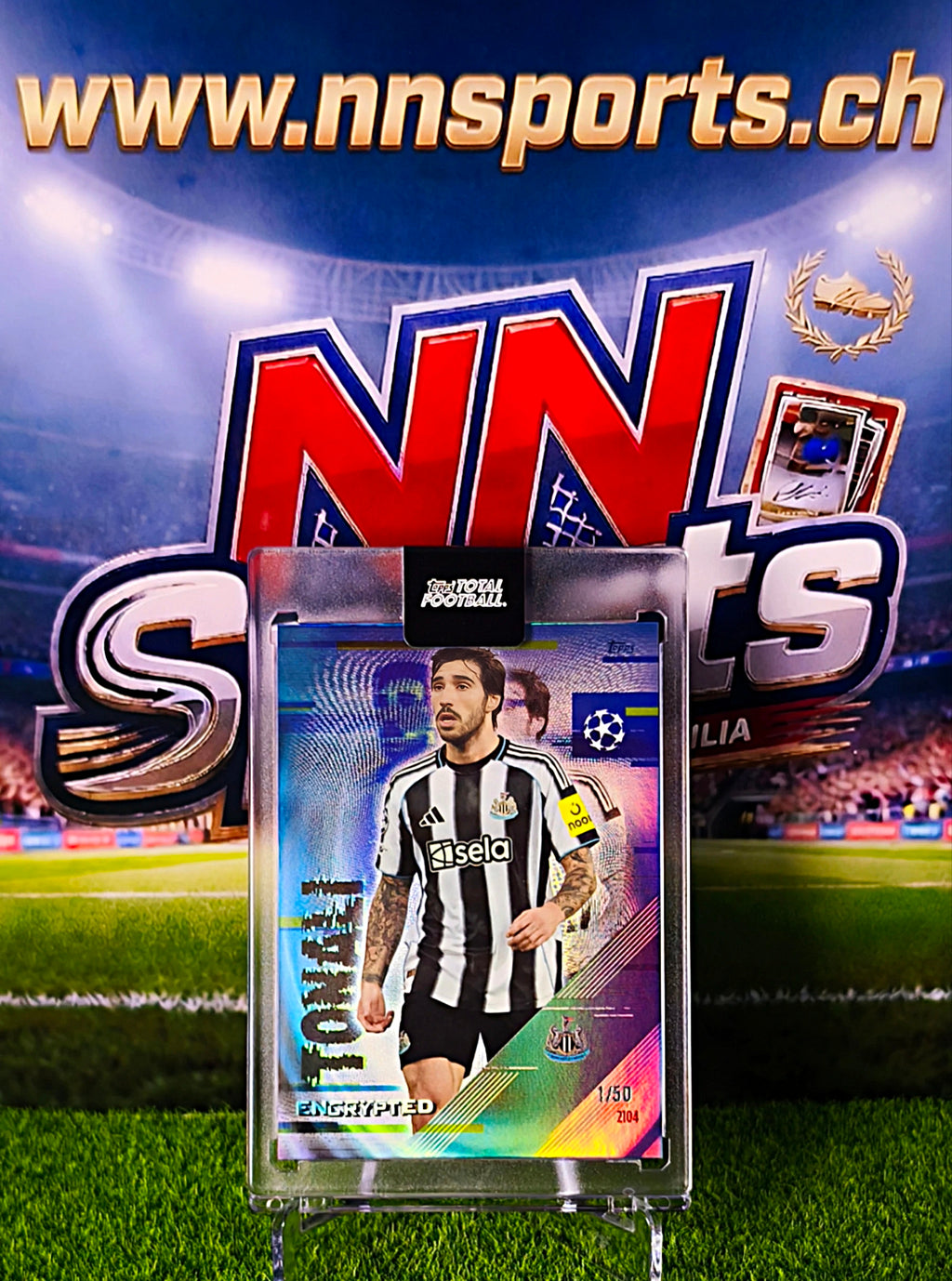 Sandro Tonali 2025-26 Topps Total Football Encrypted #1/50 - Newcastle United (Man Utd Transfer)