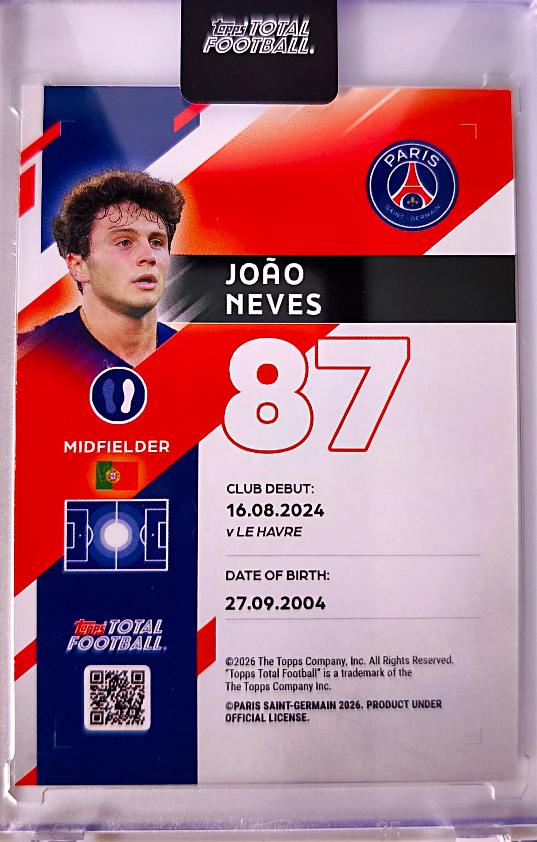 João Neves 3/99 - Topps Total Football Paris Saint-Germain 🔥