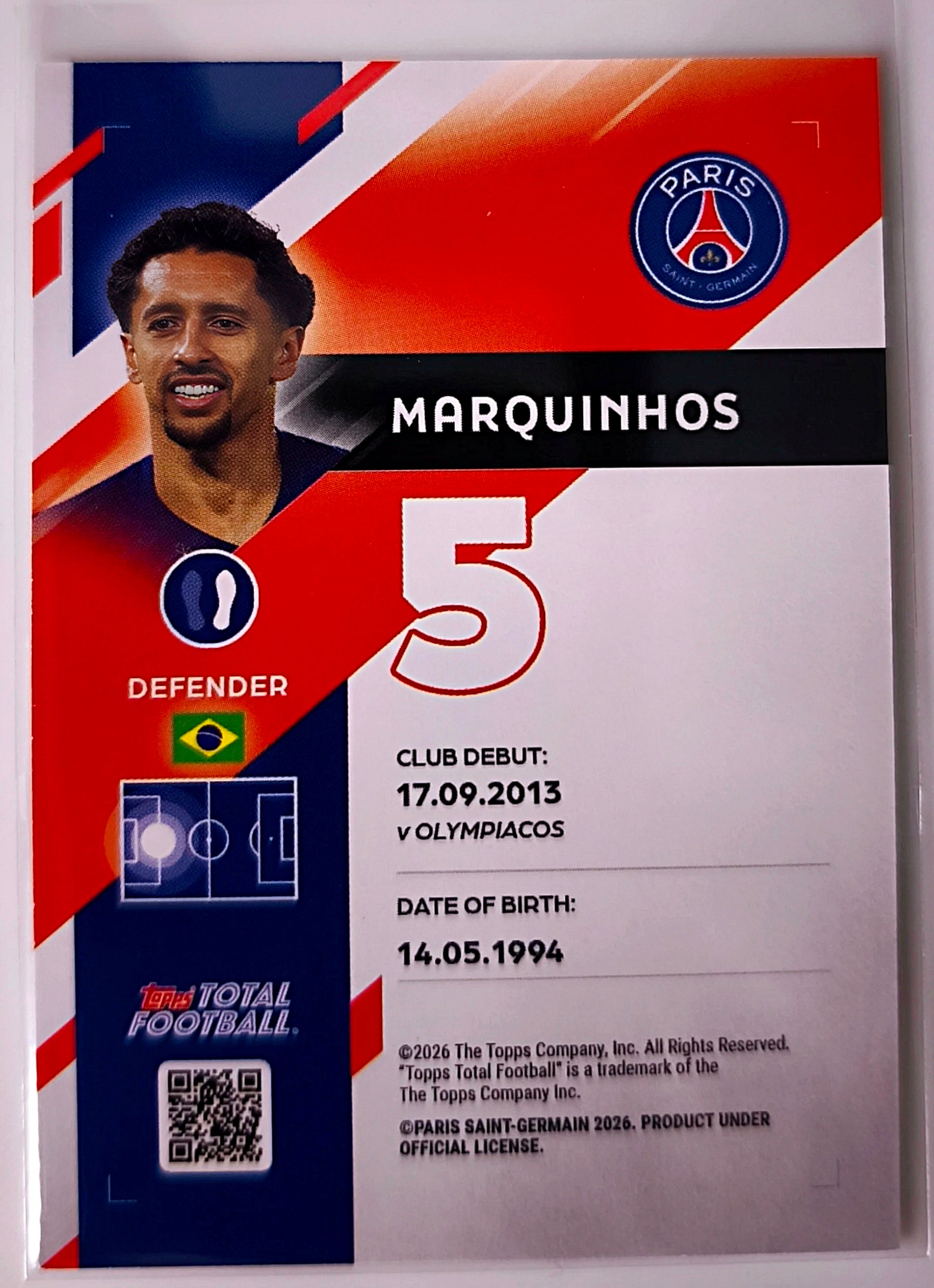 Marquinhos 1/99 - Topps Total Football Paris Saint-Germain 🔥