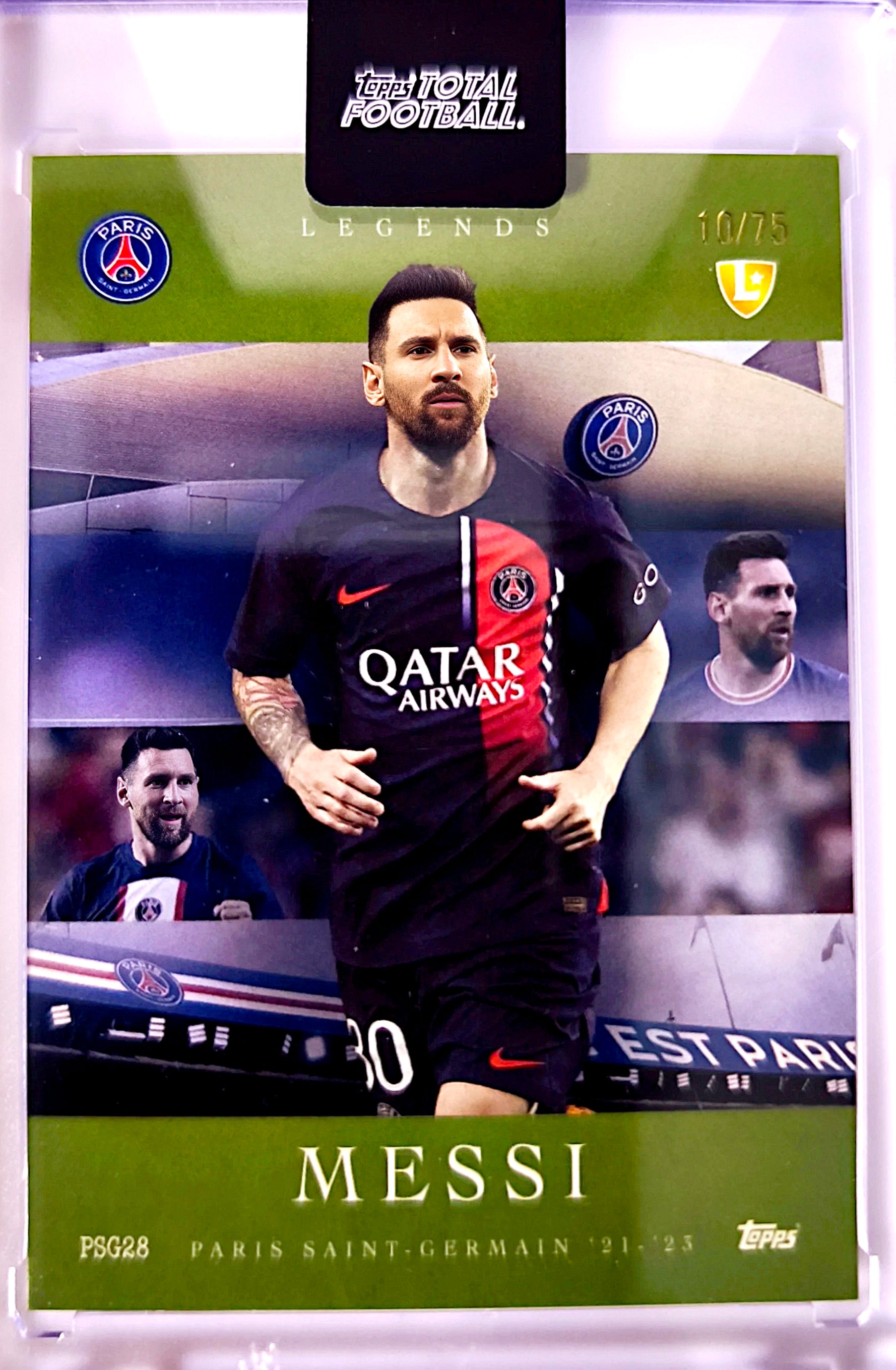 Lionel Messi Legends 10/75 - Topps Total Football Paris Saint-Germain 🔥