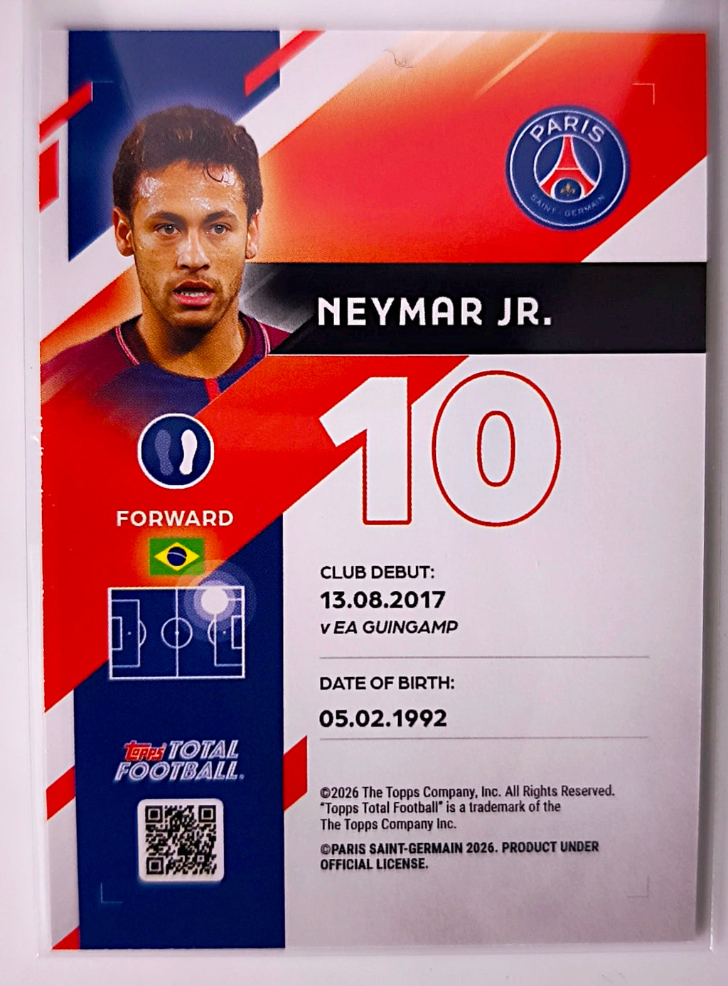 Neymar Jr. Legends 3/50 - Topps Total Football Paris Saint-Germain 🔥