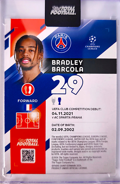 Bradley Barcola Classic 9/25 - Topps Total Football Paris Saint-Germain 🔥